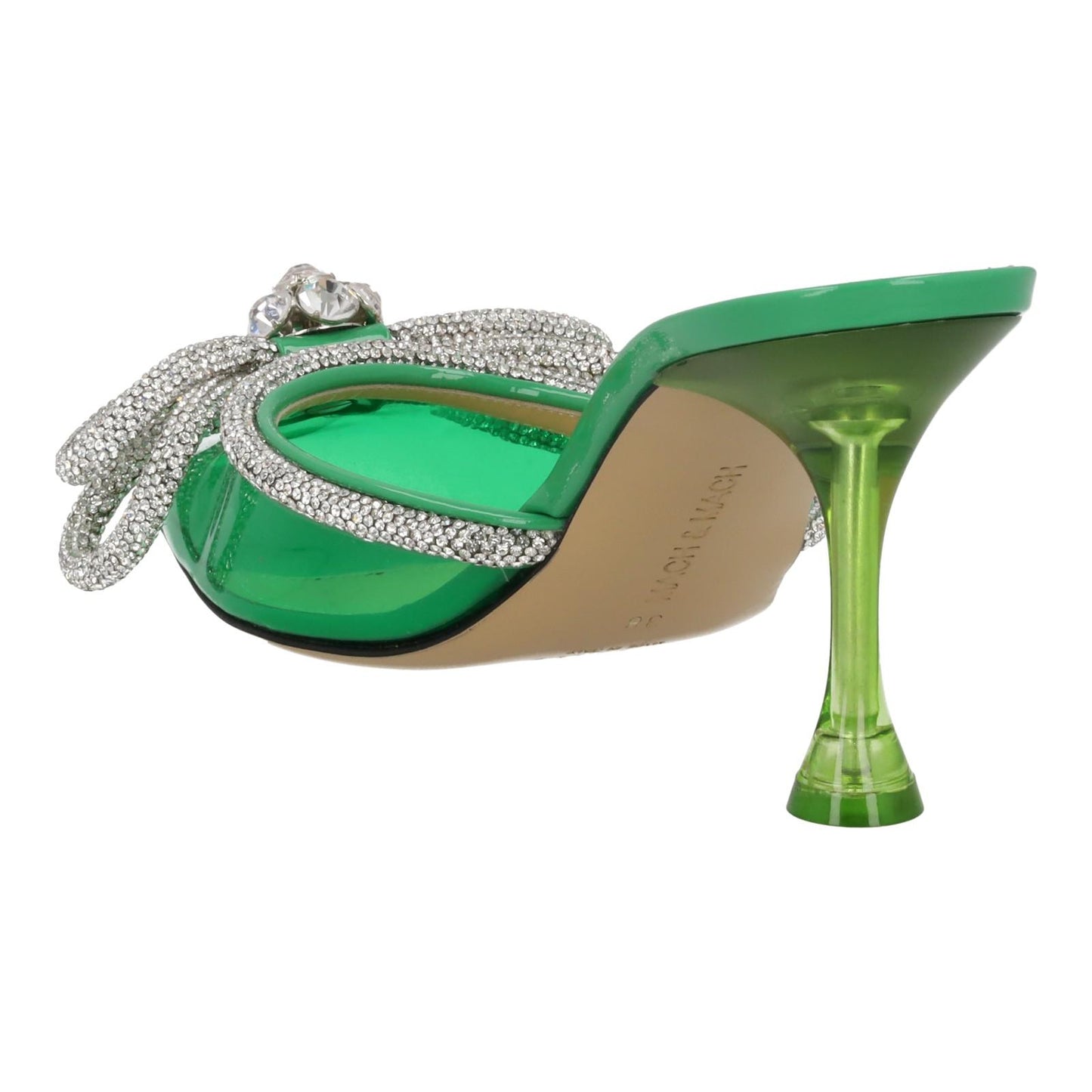 MACH & MACH Double Bow Mul Shoes 85 Heel Green PVC IT38 UK5 NEW RRP990