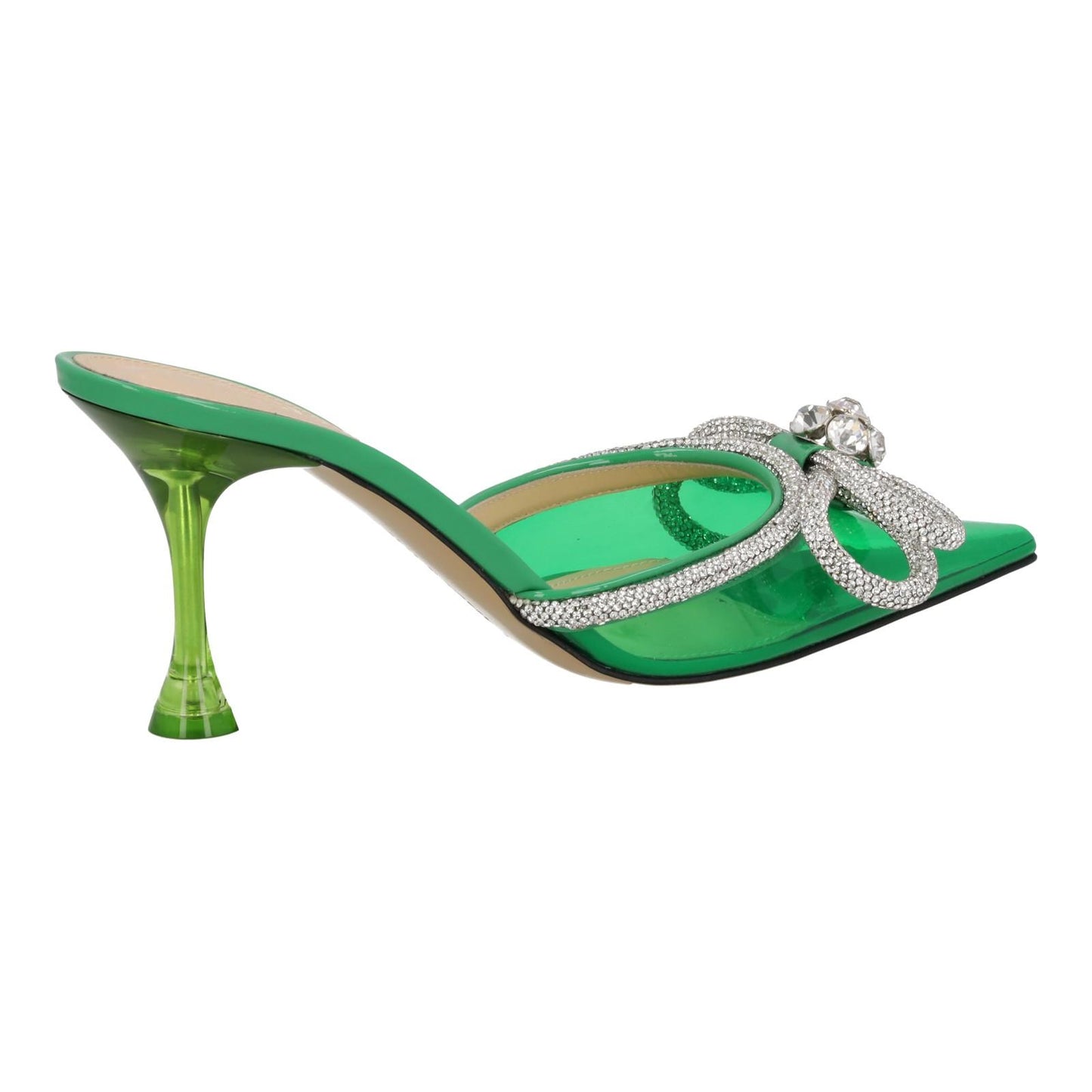 MACH & MACH Double Bow Mul Shoes 85 Heel Green PVC IT38 UK5 NEW RRP990