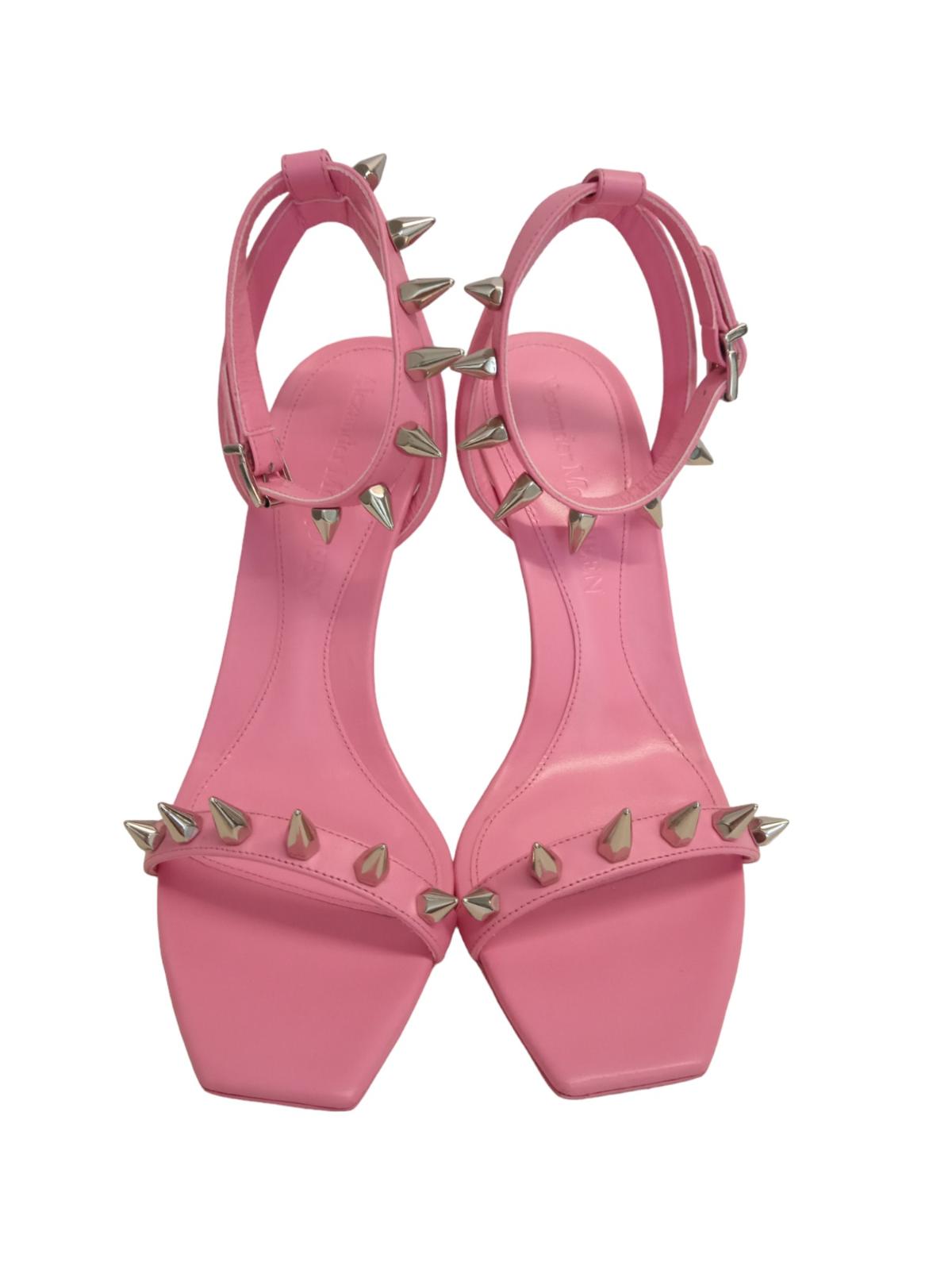 ALEXANDER MCQUEEN Ladies Pink Leather Spike Heeled Sandals EU39 UK6 NEW RRP690