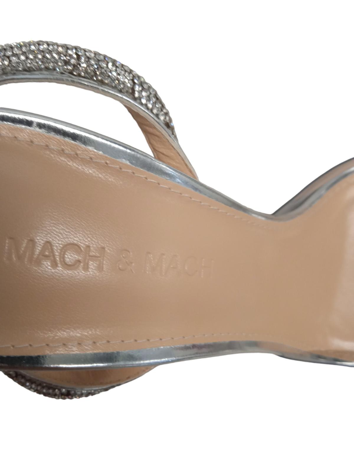 MACH & MACH Triple Heart Crystal PVC Heeled Sandals Silver EU39 UK6 NEW RRP900
