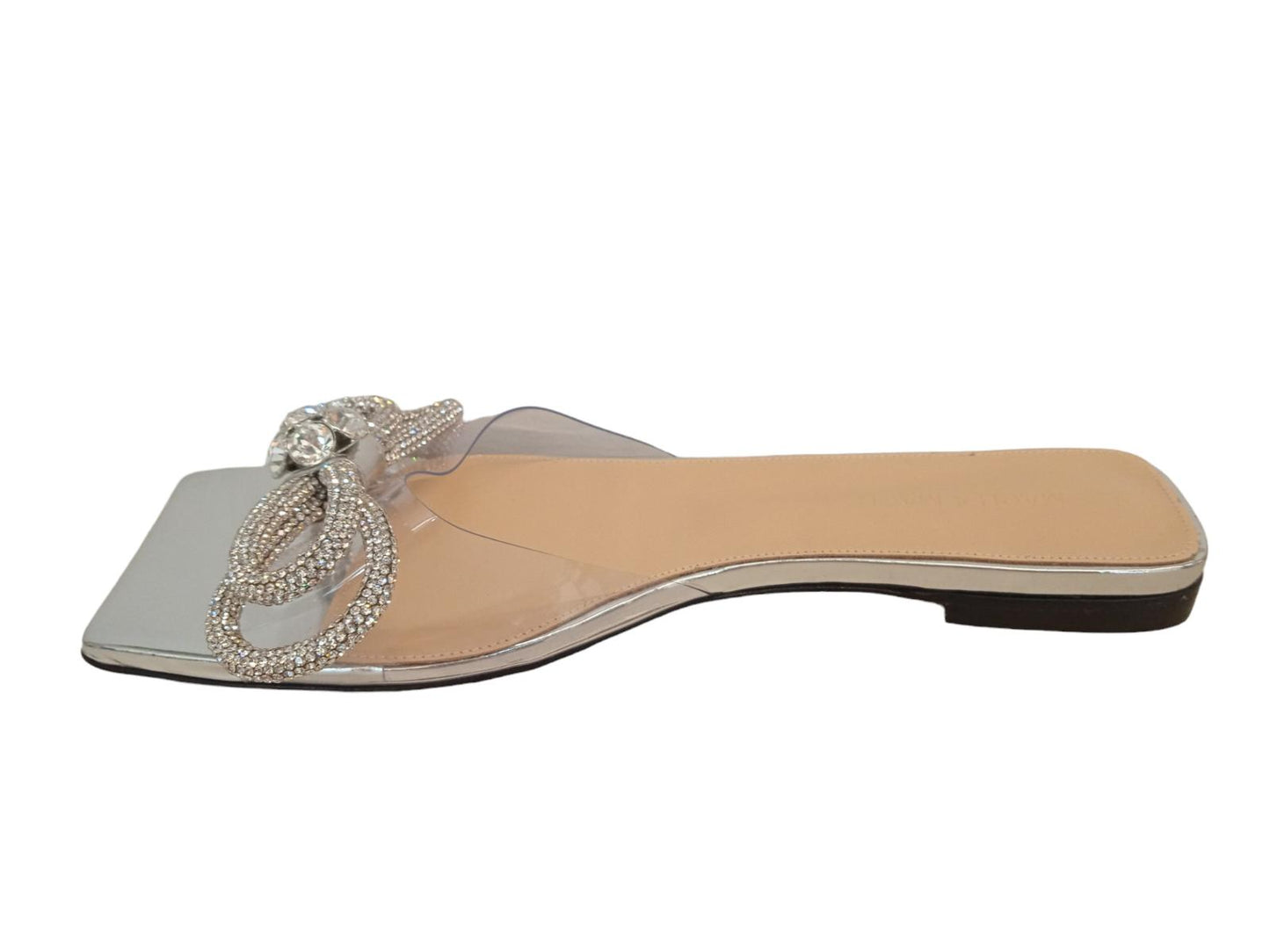 MACH & MACH Ladies PVC Double Bow Flat Sandals Silver EU40 UK7 NEW RRP750