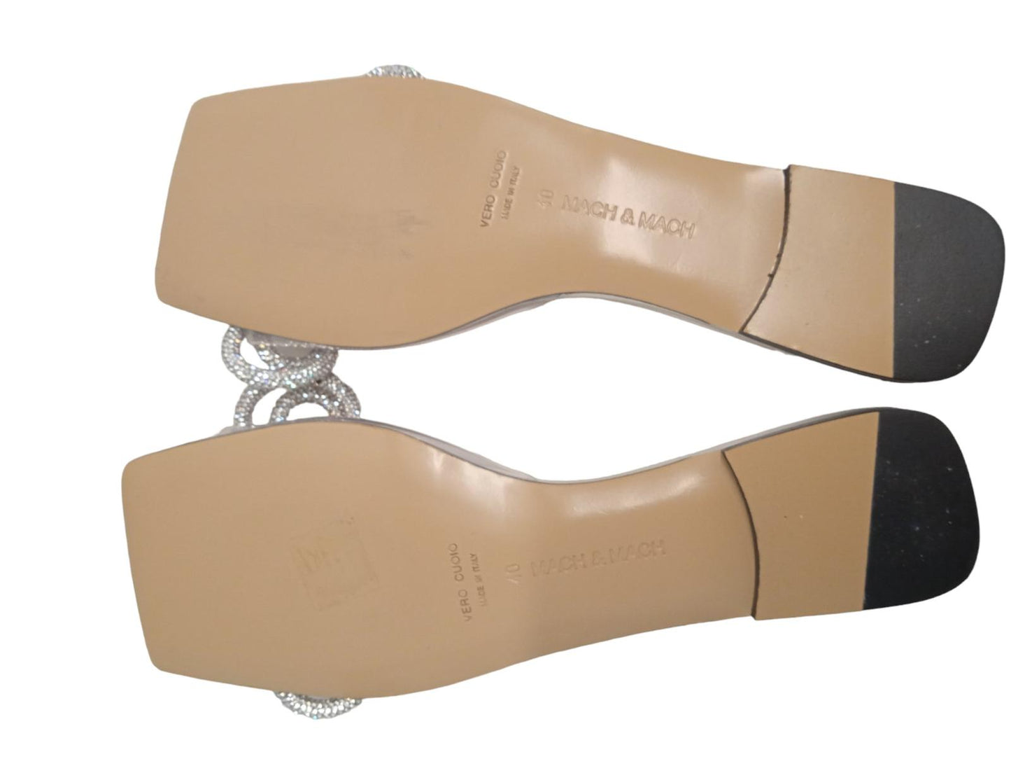MACH & MACH Ladies PVC Double Bow Flat Sandals Silver EU40 UK7 NEW RRP750