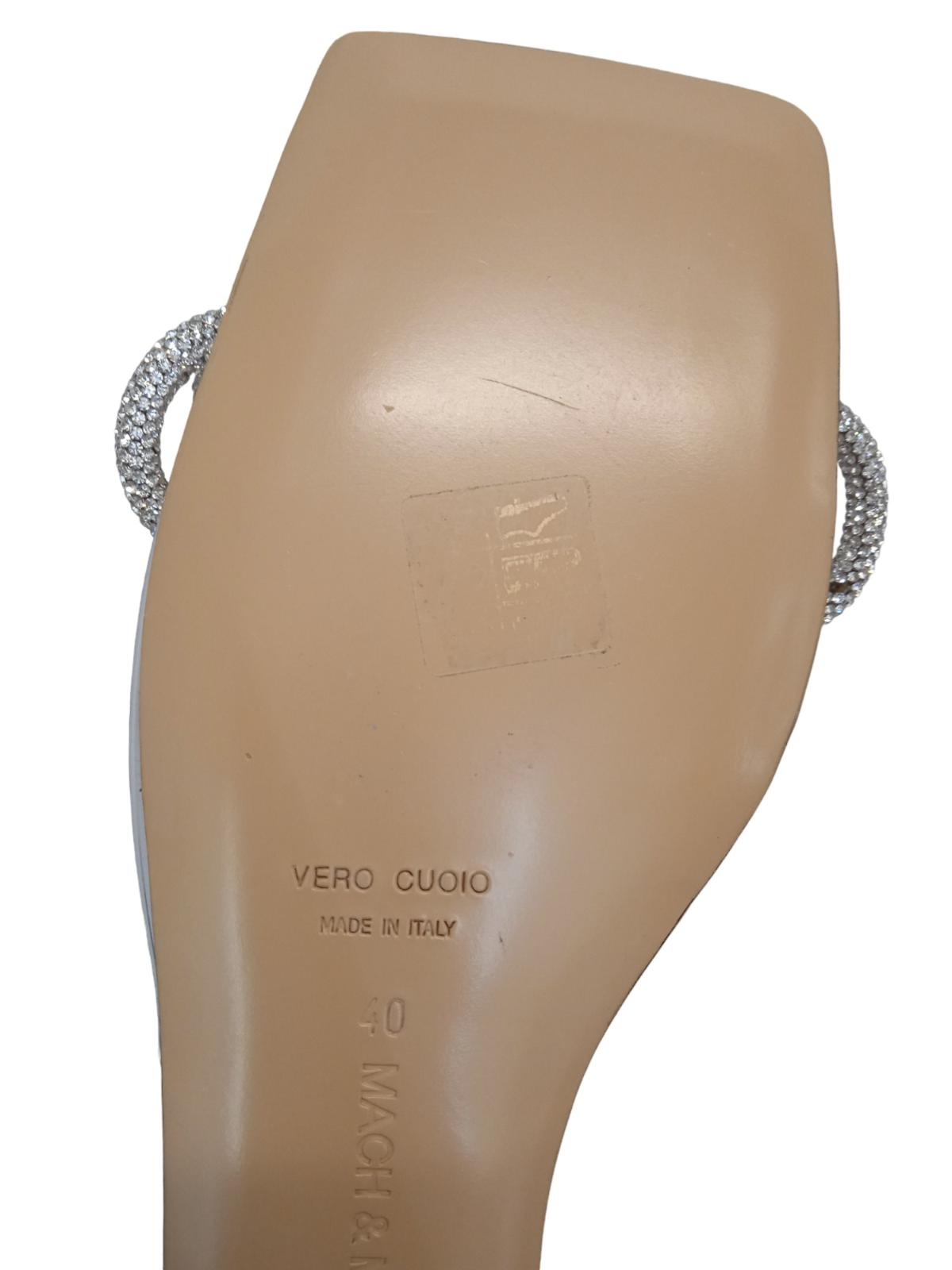 MACH & MACH Ladies PVC Double Bow Flat Sandals Silver EU40 UK7 NEW RRP750