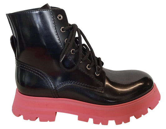 ALEXANDER MCQUEEN Wander Chelsea Boots Leather Black/Pink EU38 UK5 NEW RRP690