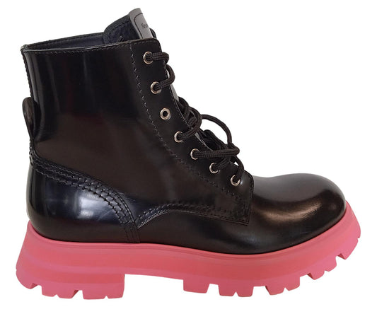 ALEXANDER MCQUEEN Wander Chelsea Boots Leather Black/Pink EU40 UK7 NEW RRP690