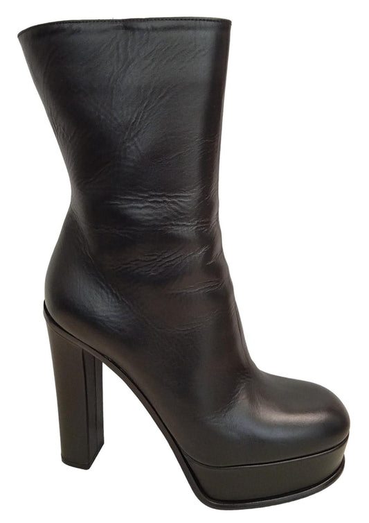 ALEXANDER MCQUEEN Platform Boots Leather Zip Heeled Black EU41 UK8 NEW RRP950