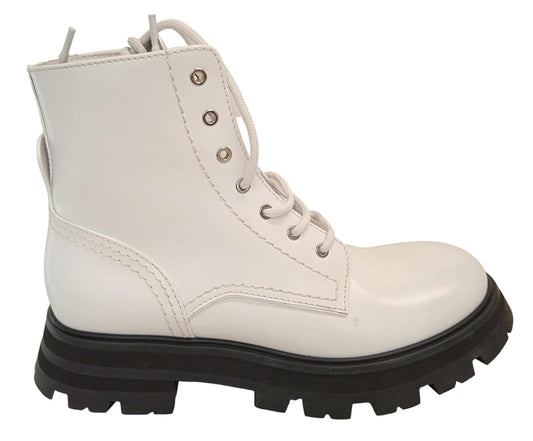 ALEXANDER MCQUEEN Wander Boots Leather Lace Up White EU37.5 UK4.5 NEW RRP590
