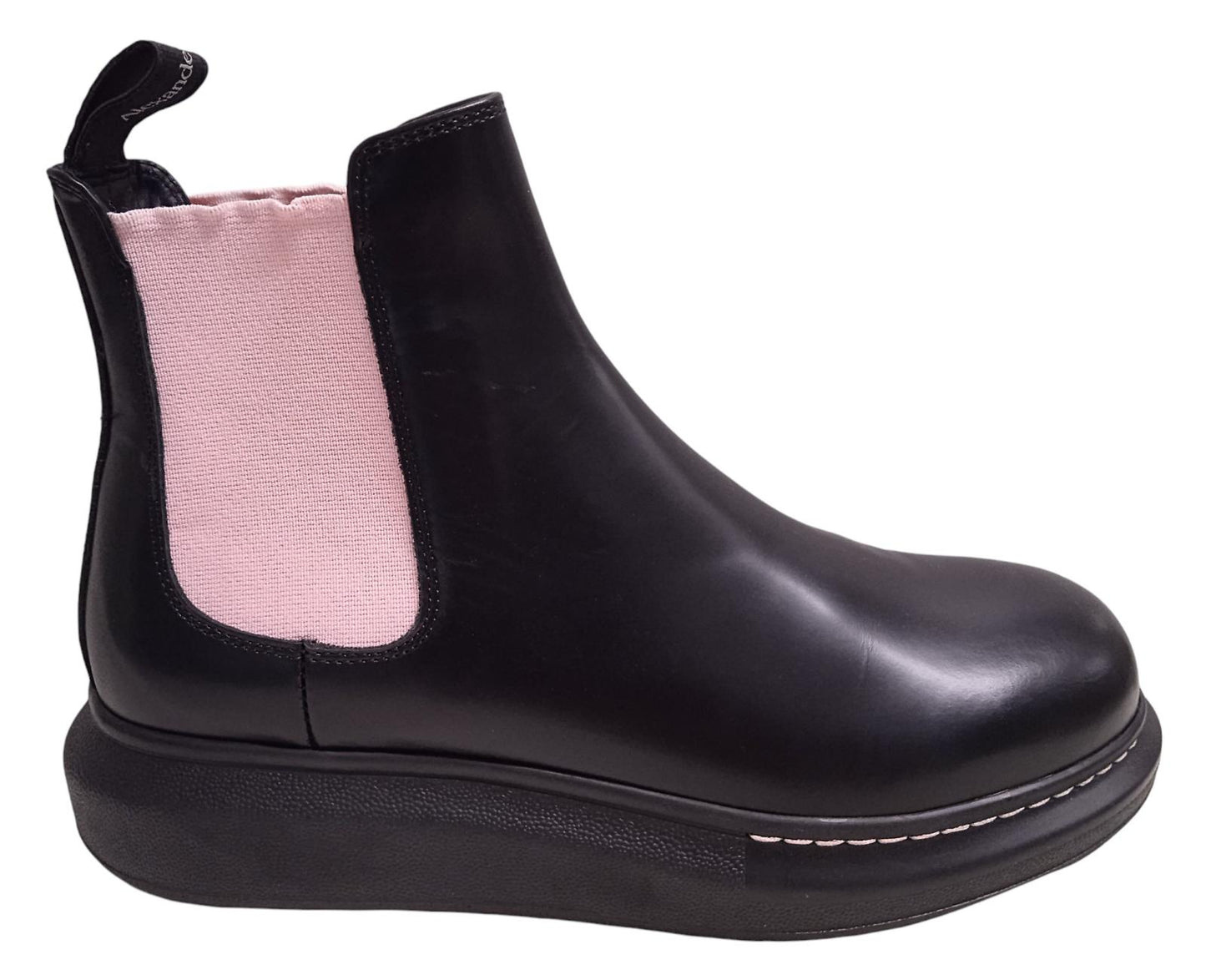 ALEXANDER MCQUEEN Hybrid Chelsea Boots Leather Black/Pink EU40 UK7 NEW RRP450