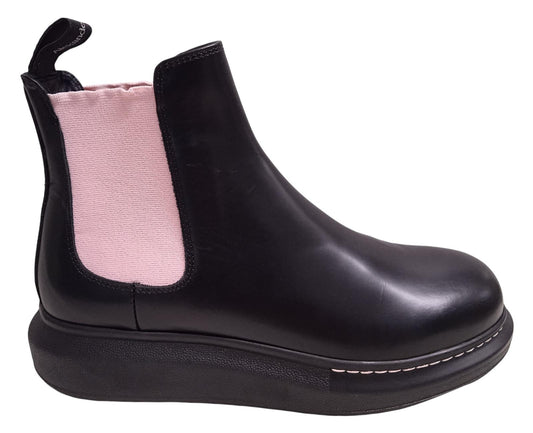 ALEXANDER MCQUEEN Hybrid Chelsea Boots Leather Black/Pink EU40 UK7 NEW RRP450
