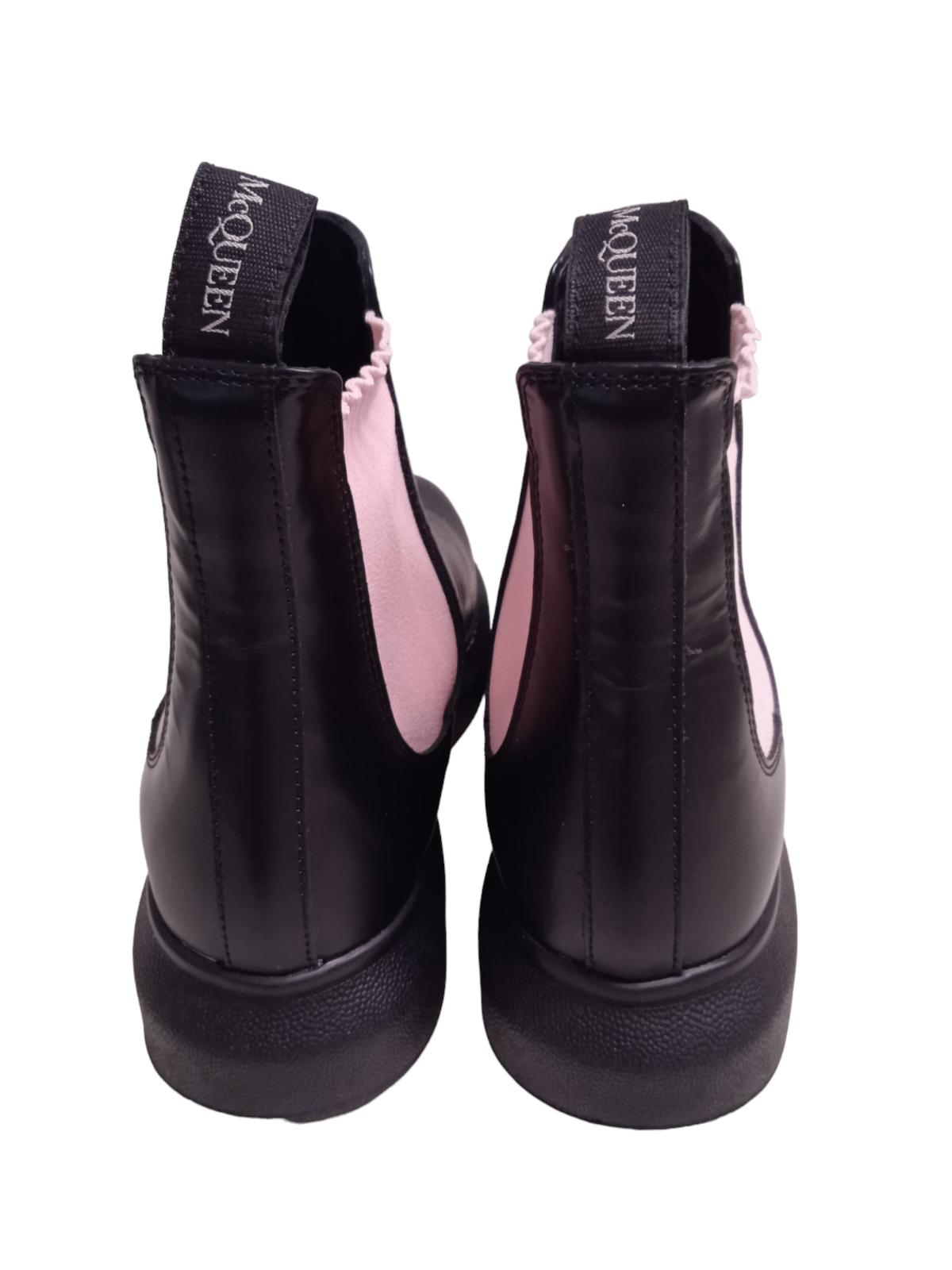 ALEXANDER MCQUEEN Hybrid Chelsea Boots Leather Black/Pink EU40 UK7 NEW RRP450