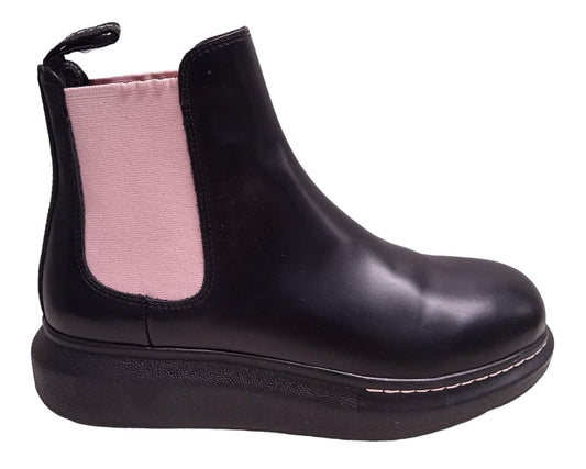 ALEXANDER MCQUEEN Hybrid Chelsea Boots Leather Black/Pink EU36 UK3 NEW RRP450