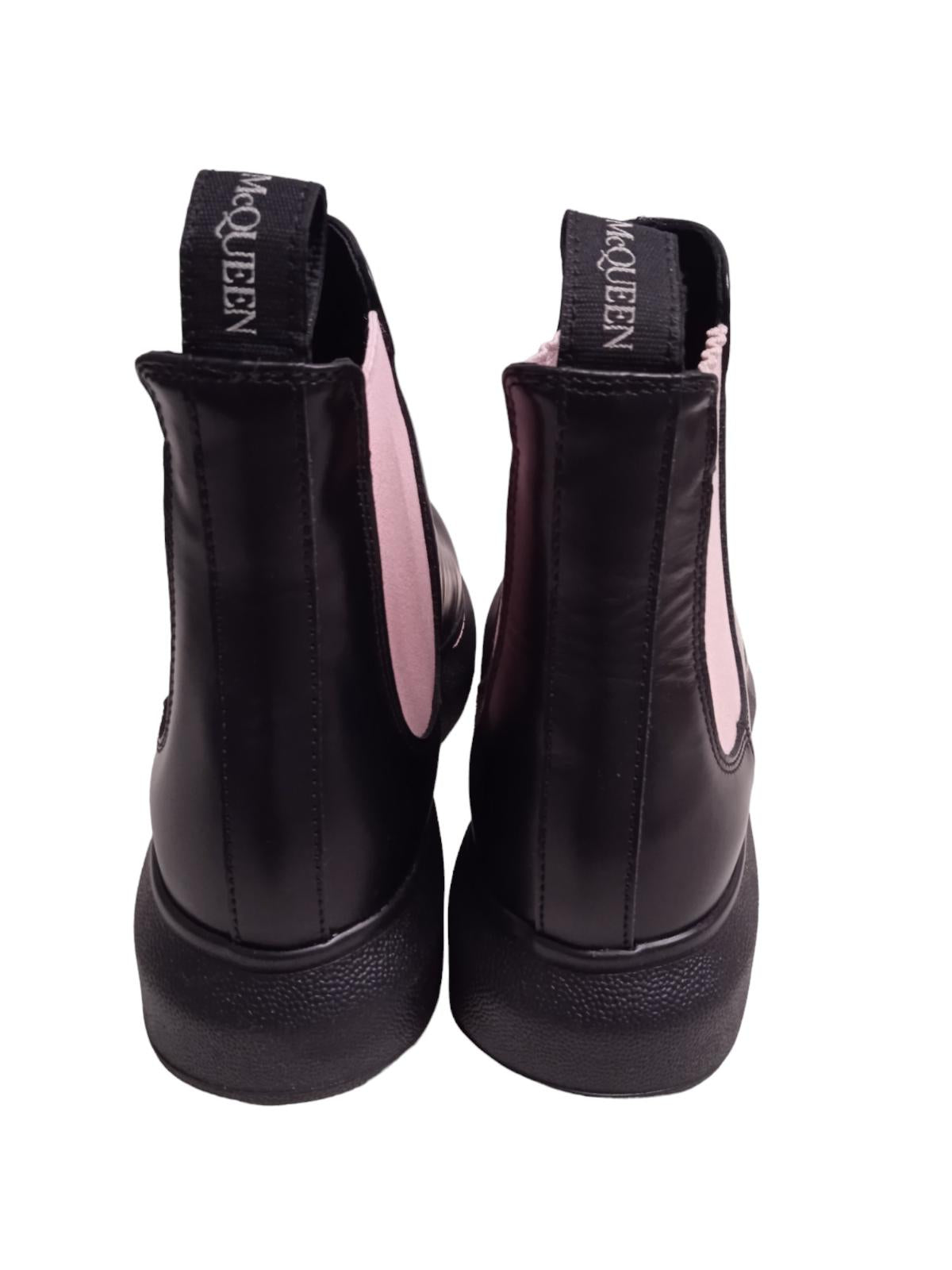 ALEXANDER MCQUEEN Hybrid Chelsea Boots Leather Black/Pink EU36 UK3 NEW RRP450