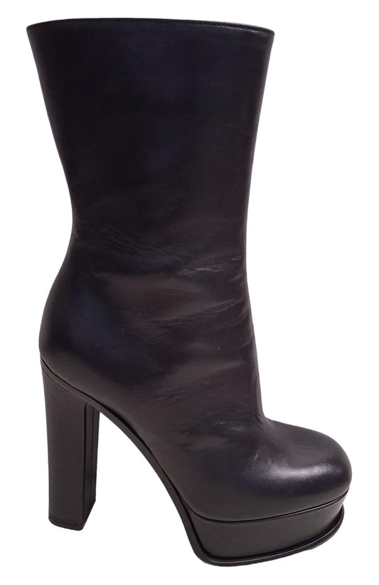 ALEXANDER MCQUEEN Platform Boots Leather Heeled Black EU37.5 UK4.5 NEW RRP950