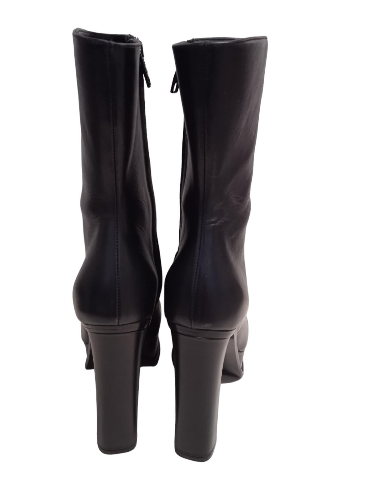 ALEXANDER MCQUEEN Platform Boots Leather Heeled Black EU37.5 UK4.5 NEW RRP950
