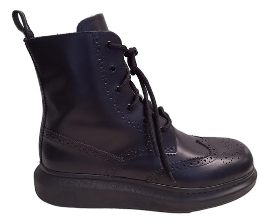 ALEXANDER MCQUEEN Hybrid Brogue Boots Leather Black EU44 UK10 NEW RRP550
