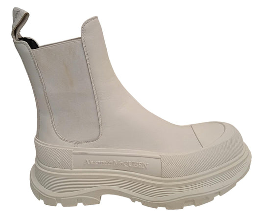 ALEXANDER MCQUEEN Tread Slick Chelsea Boots Leather White EU39 UK6 NEW RRP590