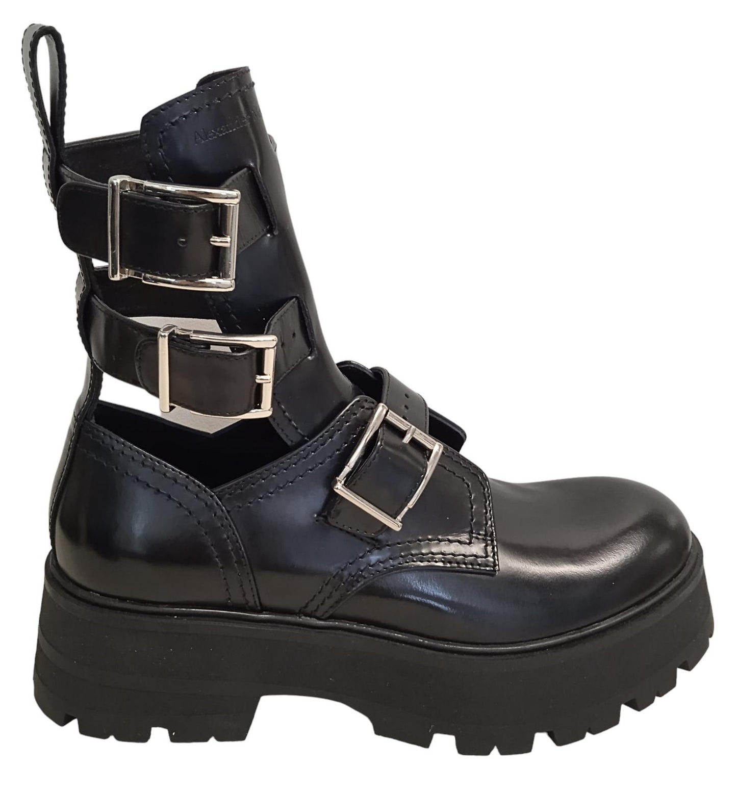 ALEXANDER MCQUEEN Rave Boots Gladiator Buckled Leather Black EU41 UK8 NEW RRP890