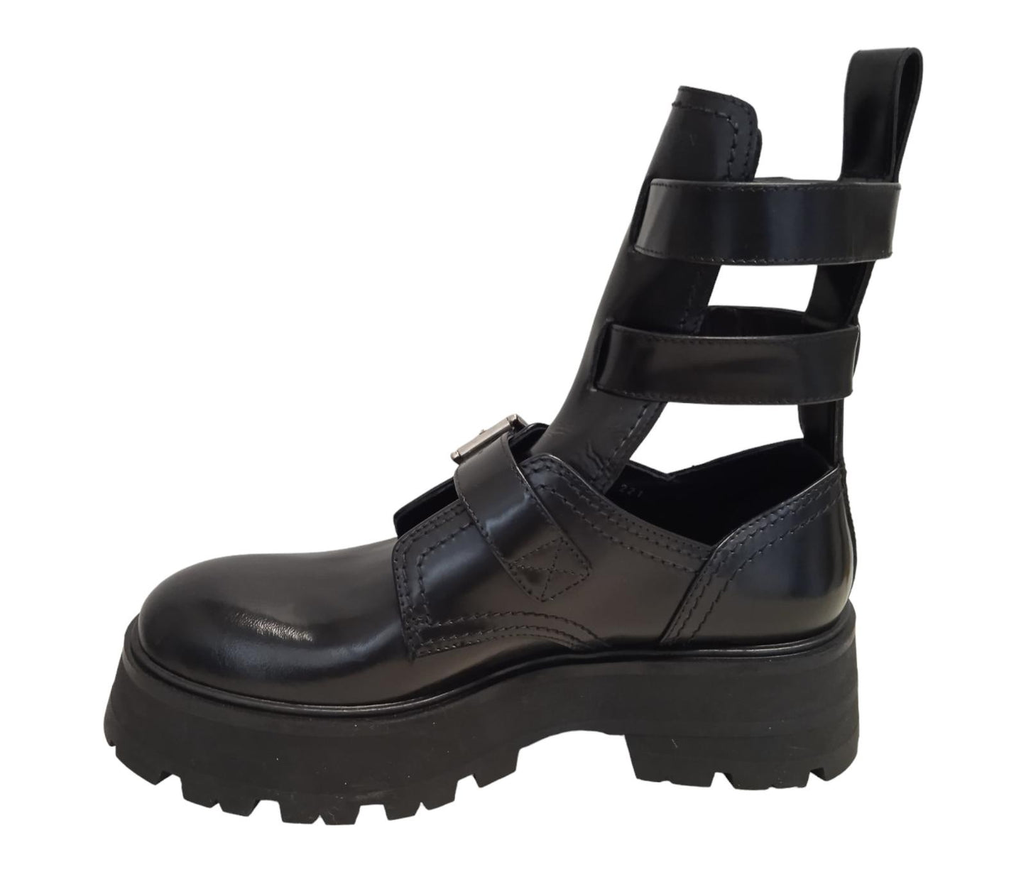 ALEXANDER MCQUEEN Rave Boots Gladiator Buckled Leather Black EU41 UK8 NEW RRP890