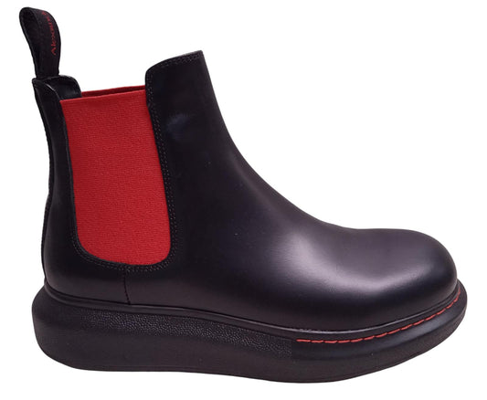 ALEXANDER MCQUEEN Hybrid Chelsea Boots Leather Black/Red EU36 UK3 NEW RRP450