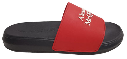 ALEXANDER MCQUEEN Logo Pool Slide Sandals Rubber Red White EU43 UK9 NEW RRP230
