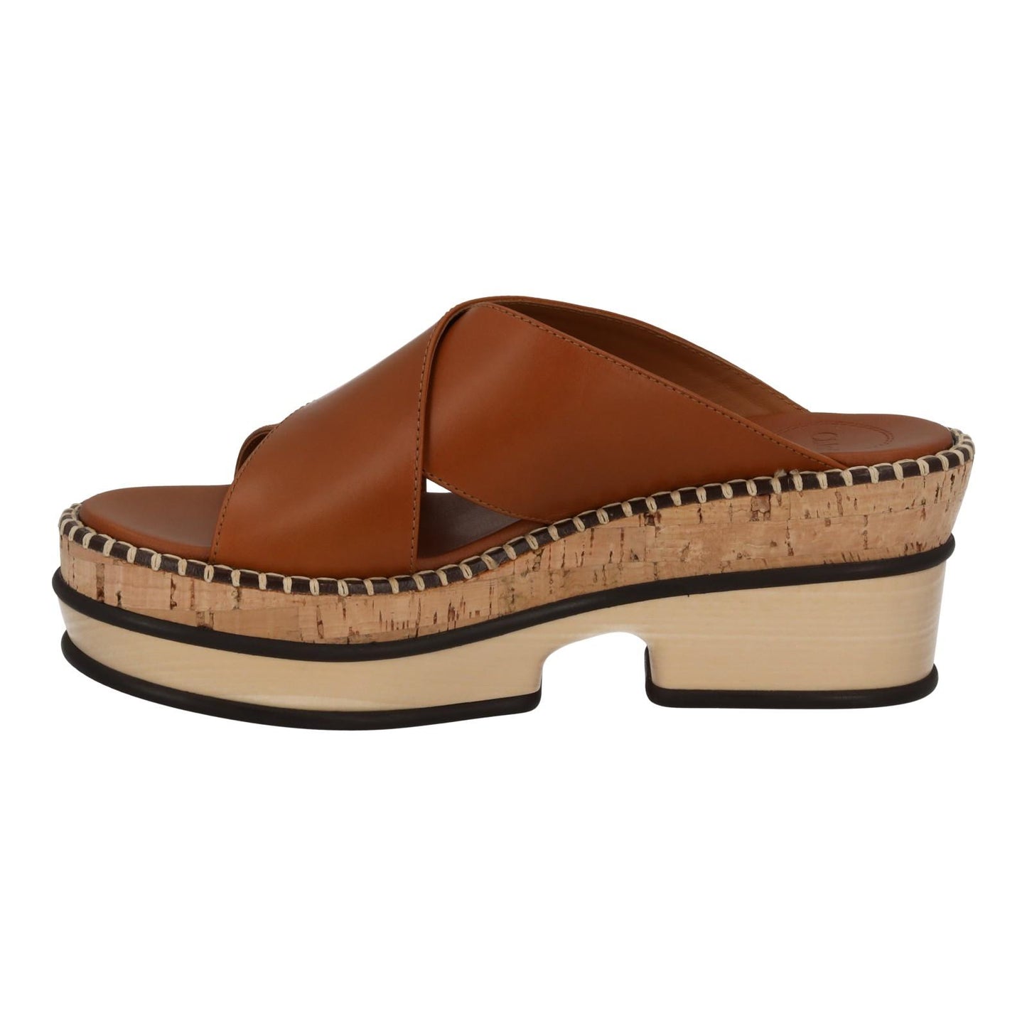 CHLOE Ladies Brown Leather Laia Platform Slide Sandals Size EU37 UK5 RRP575 NEW