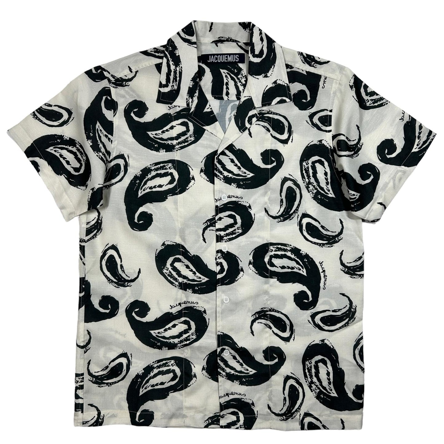 JACQUEMUS Mens La Chemise Jean Print White Black Paisley Shirt 46 NEW RRP 250