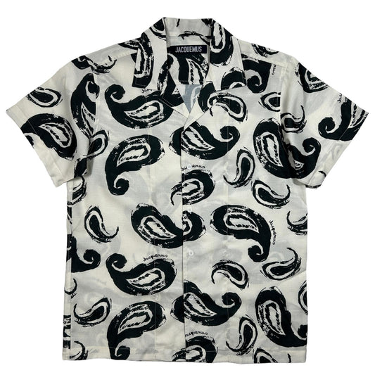JACQUEMUS Mens La Chemise Jean Print White Black Paisley Shirt 46 NEW RRP 250