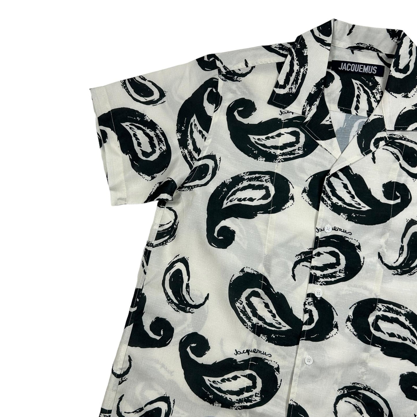 JACQUEMUS Mens La Chemise Jean Print White Black Paisley Shirt 46 NEW RRP 250
