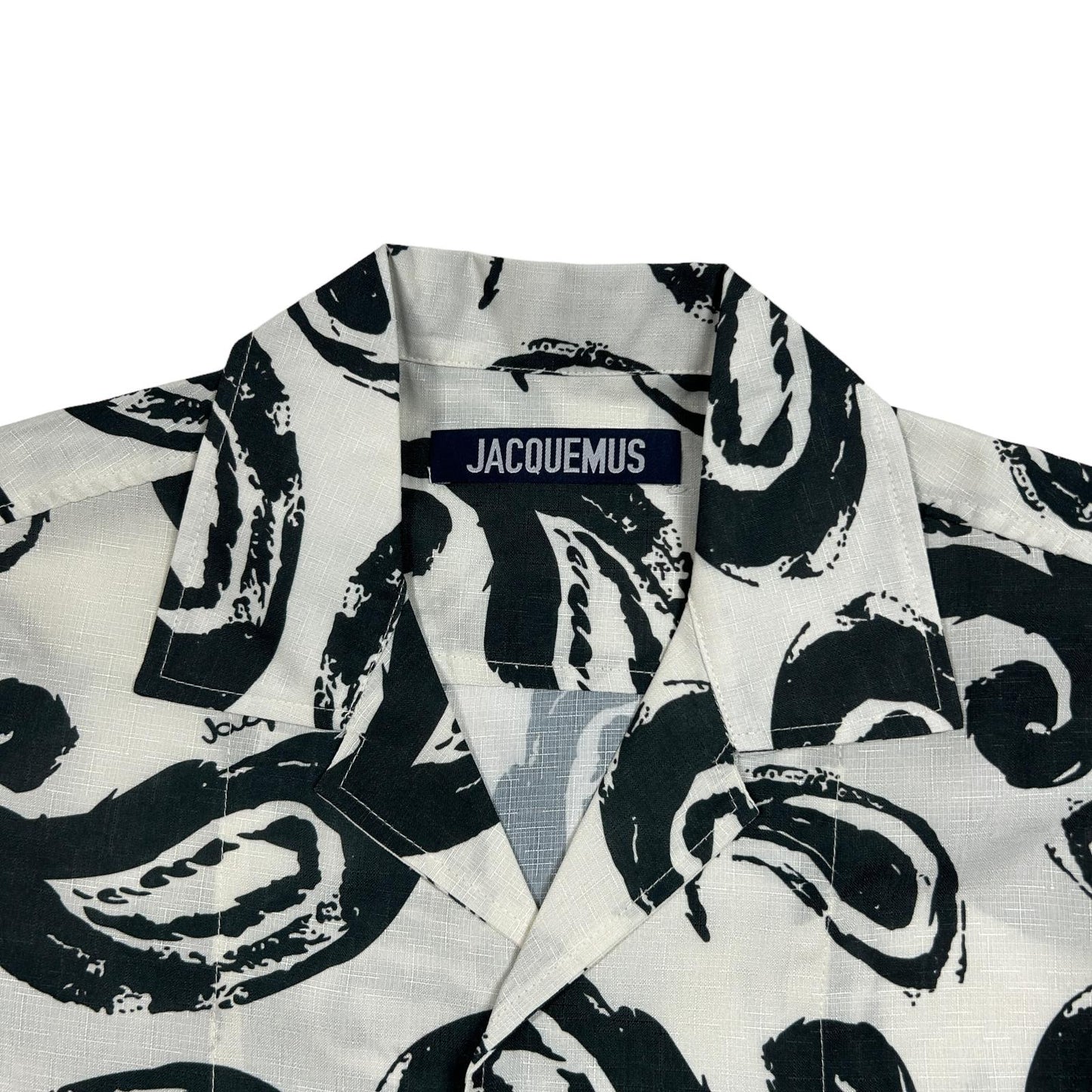 JACQUEMUS Mens La Chemise Jean Print White Black Paisley Shirt 46 NEW RRP 250