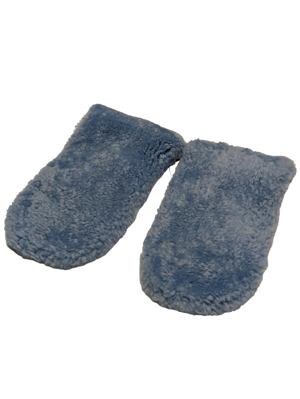JACQUEMUS Shearling Winter Warm Gloves Light Blue Mittens Calf Skin NEW RRP 435