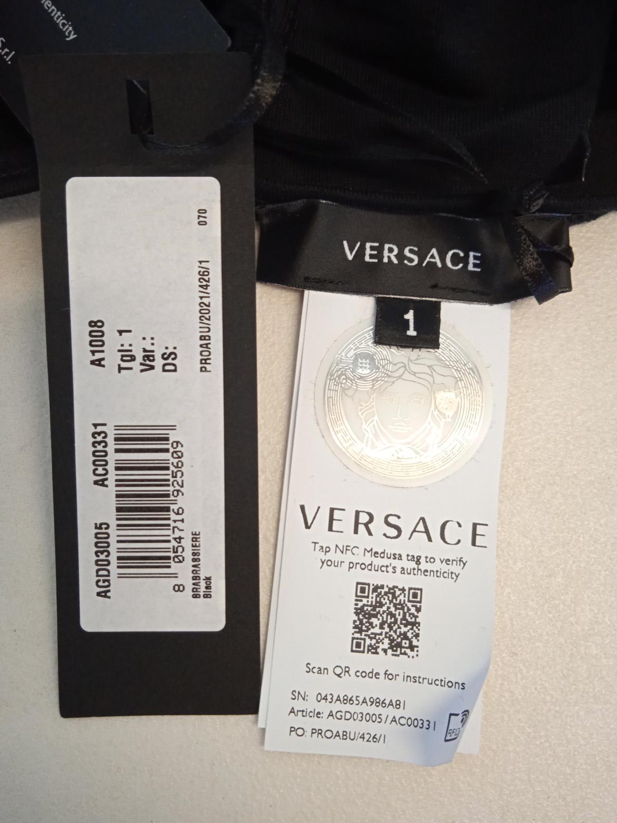 VERSACE Medusa Sports Bra Greca Logo Stretch Cotton Black 1 UK32 NEW RRP105