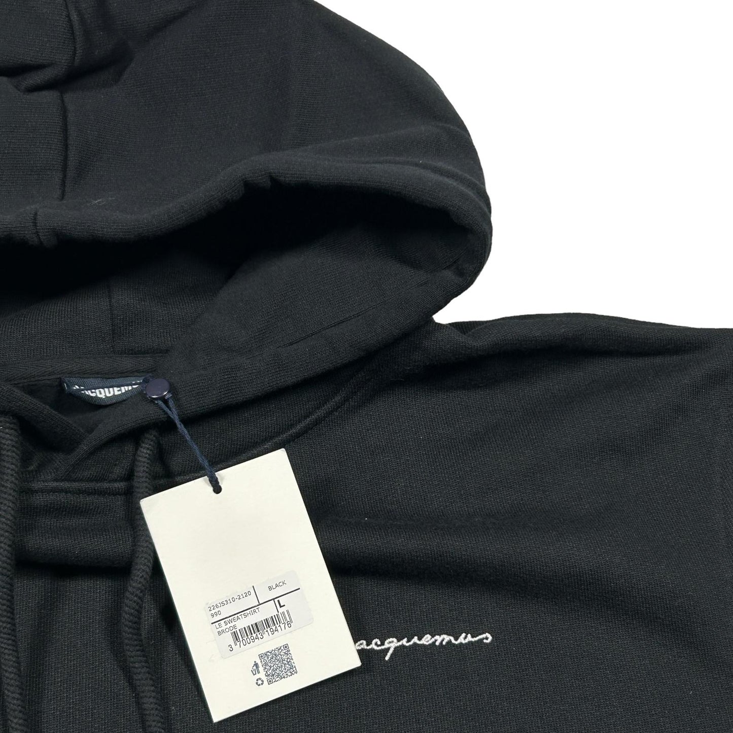 JACQUEMUS Mens Le Sweatshirt Brode Hoodie Black Size L NEW RRP 260