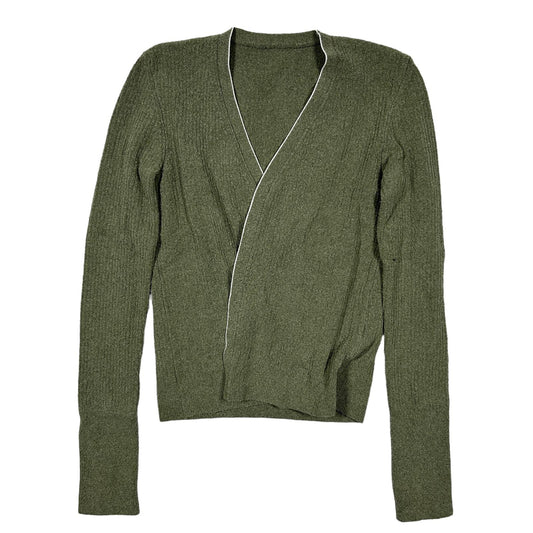 JACQUEMUS Le Gilet Noue LS Twist Front Deep V Sweater Khaki 36 NEW RRP 290