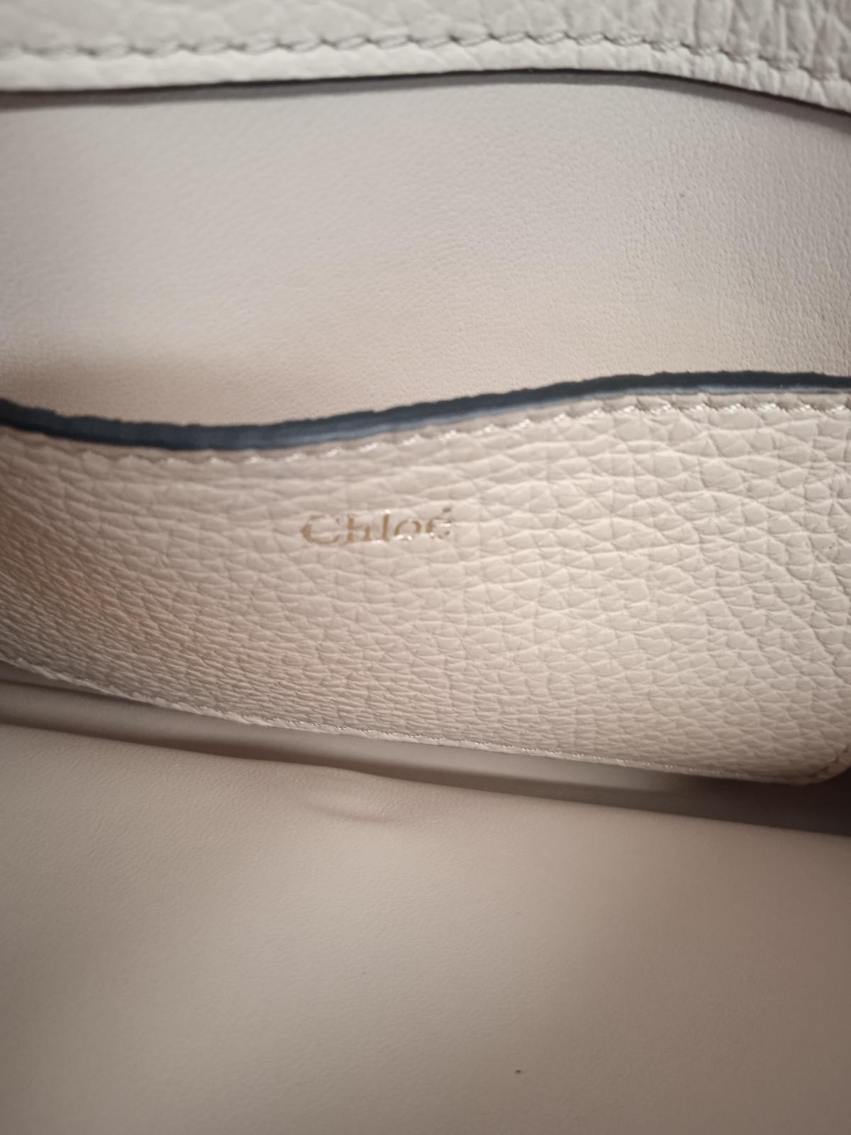 CHLOE Alphabet Bag Clutch C Logo Grain Leather Chain Cement Pink OS NEW RRP755