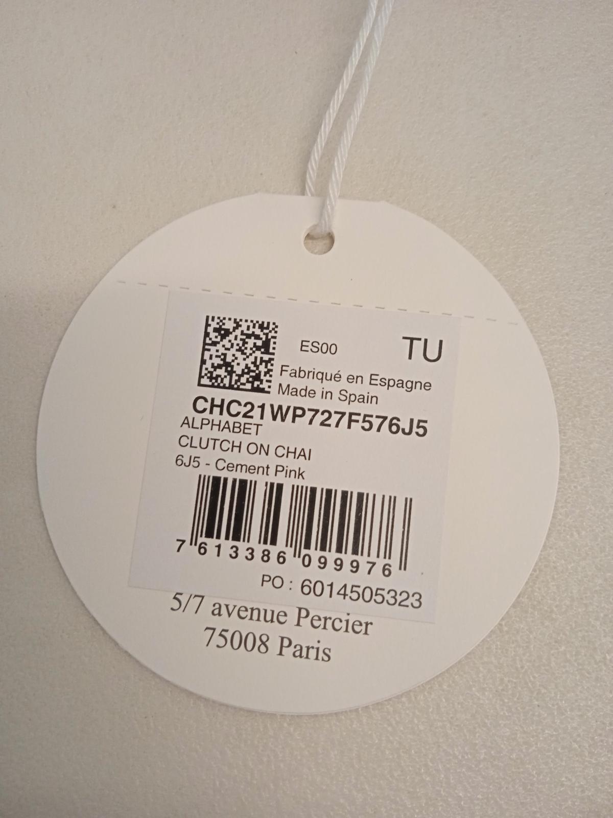 CHLOE Alphabet Bag Clutch C Logo Grain Leather Chain Cement Pink OS NEW RRP755