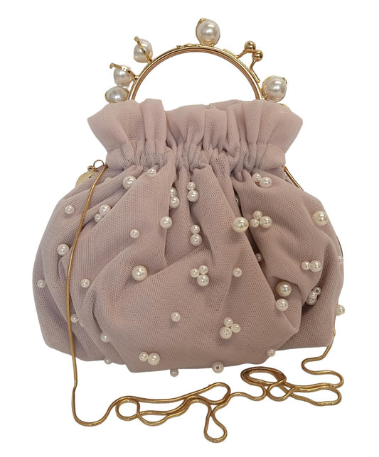 ROSANTICA Tutu Bag Faux Pearl Clasp Mini Fabric/Metal Pink OS NEW RRP710