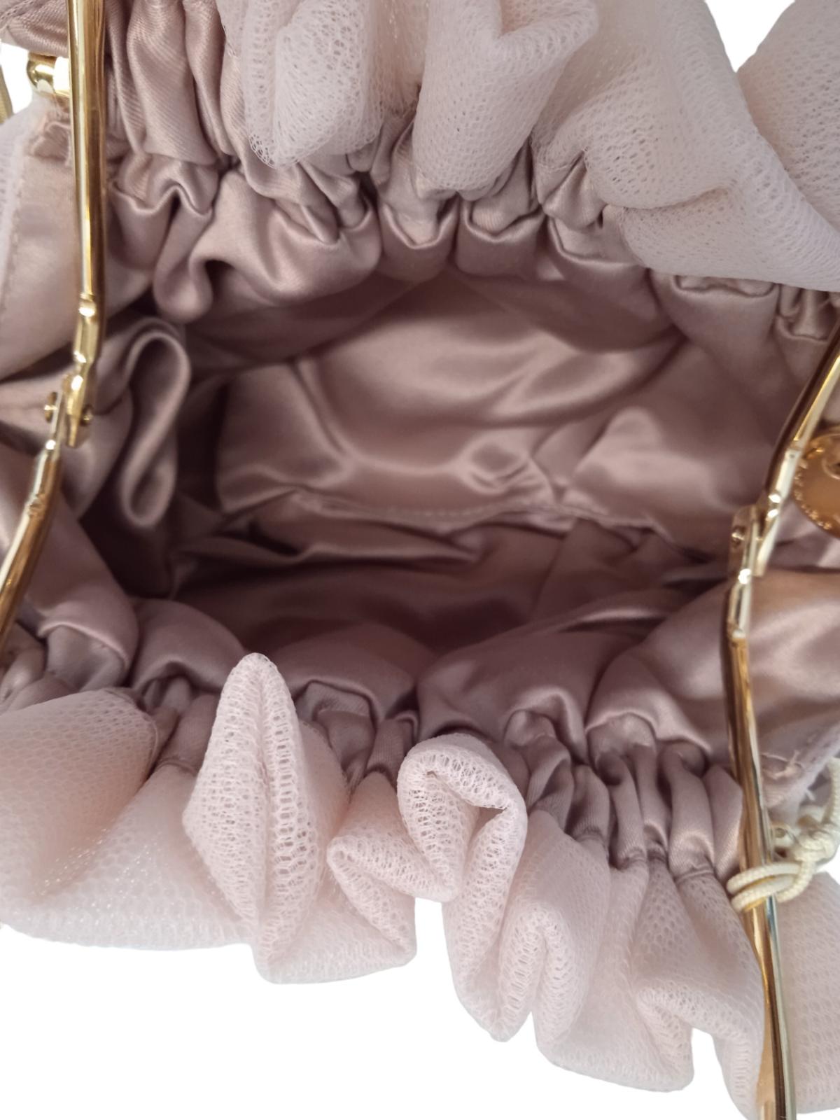 ROSANTICA Tutu Bag Faux Pearl Clasp Mini Fabric/Metal Pink OS NEW RRP710