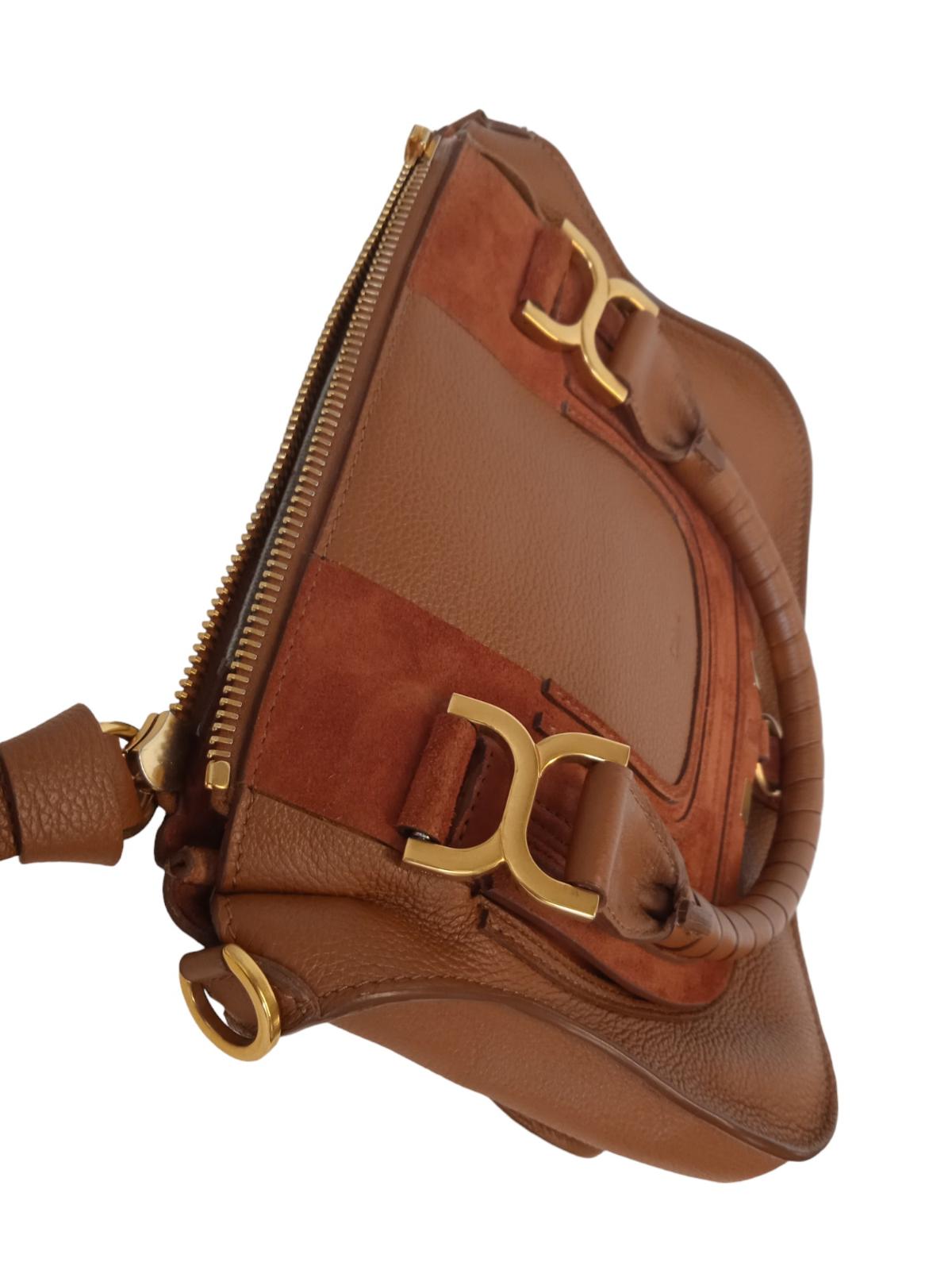 CHLOE Marcie Bag Crossbody Tote Grain Leather/Suede Zip Brown OS NEW RRP1445
