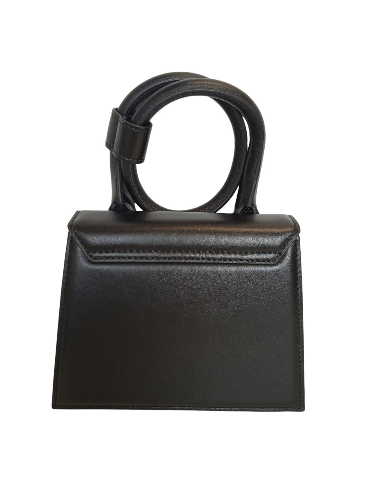 JACQUEMUS Le Chiquito Noeud Bag Coiled Leather Tote Bag Black OS NEW RRP745