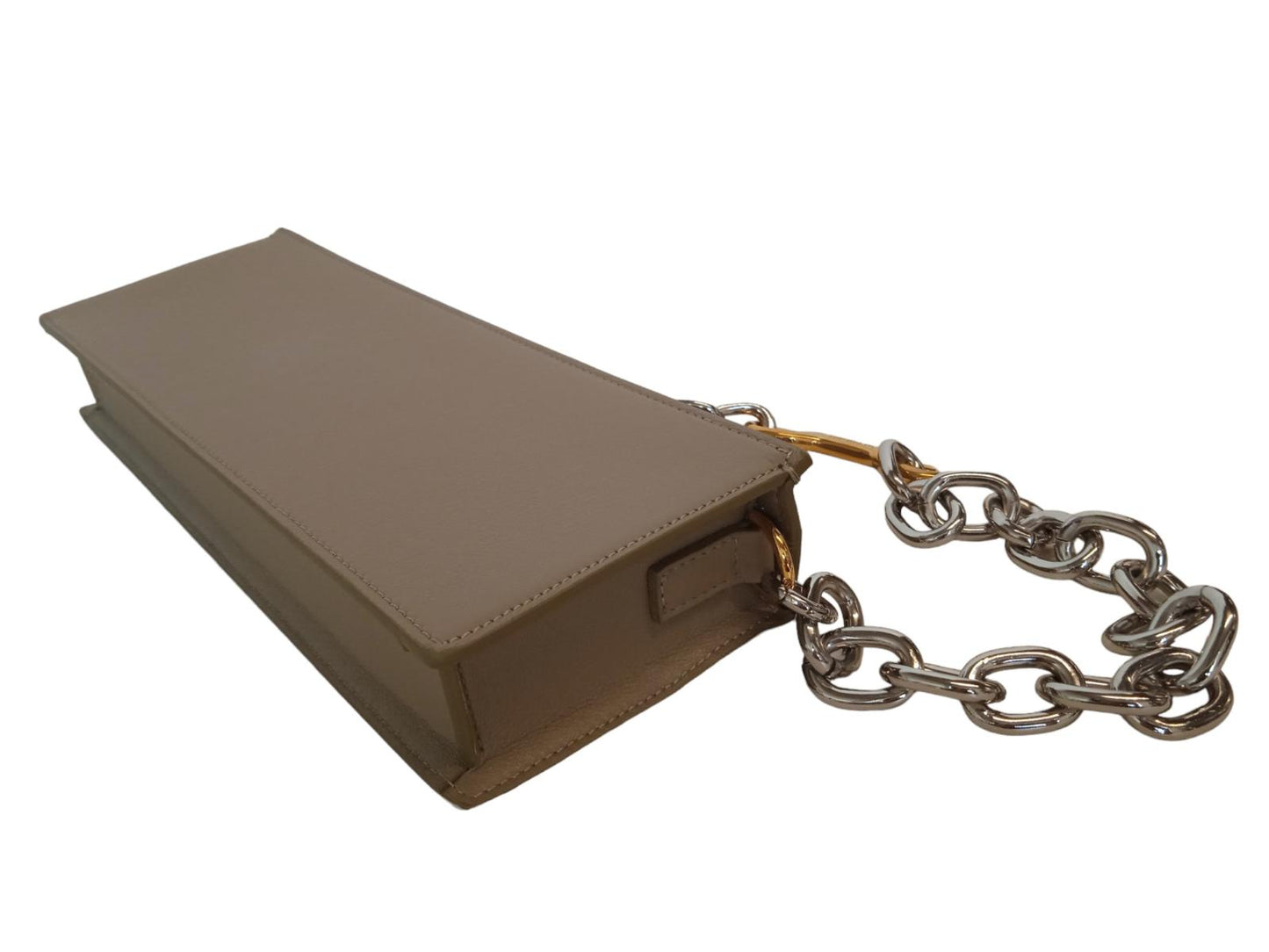 JACQUEMUS Le Sac Ciuciu Shoulder Bag Leather Chain Strap Khaki OS NEW RRP730
