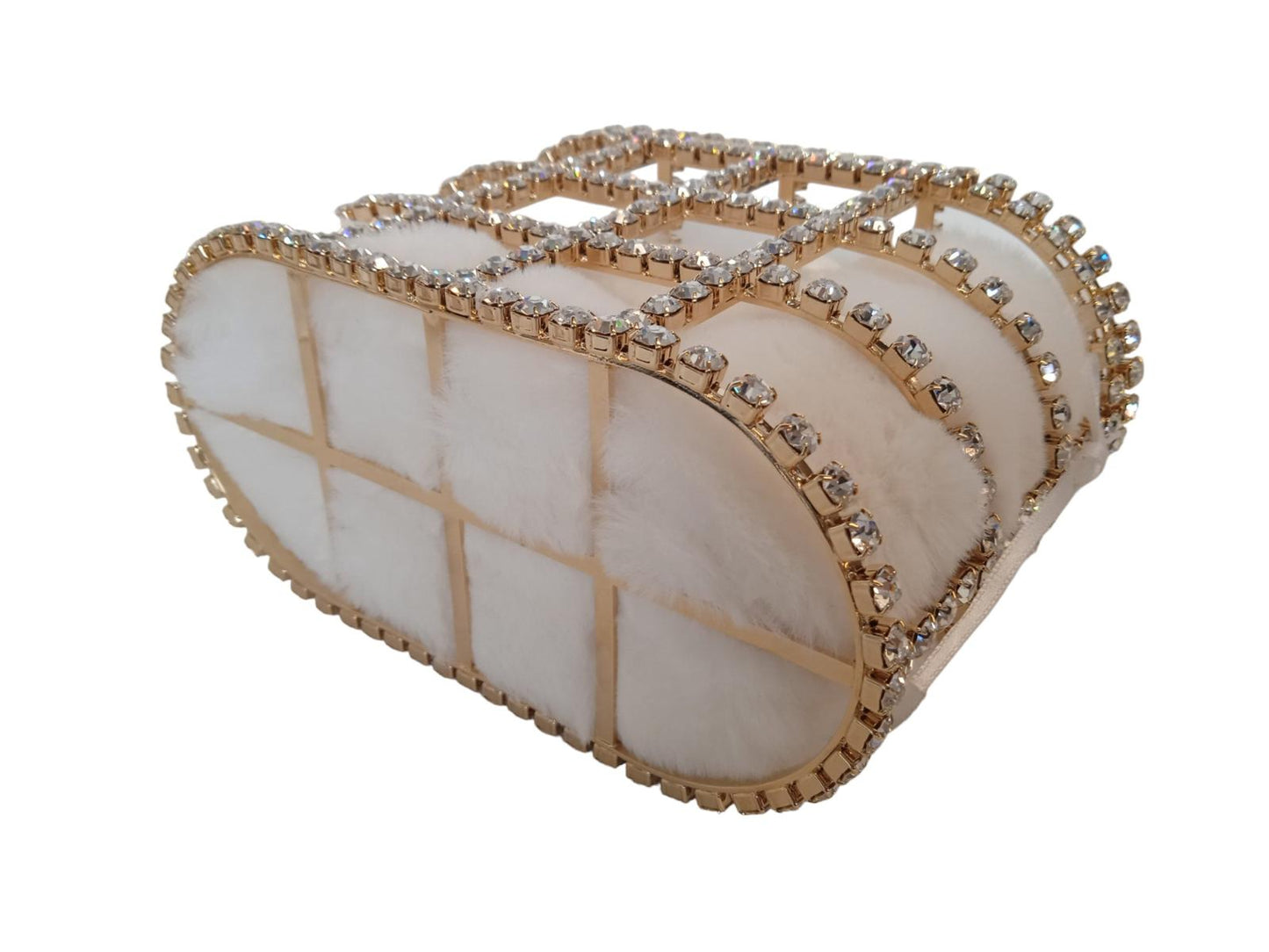 ROSANTICA Holli Crystal & Faux Pearl Bag Top Handle White/Gold OS NEW RRP820