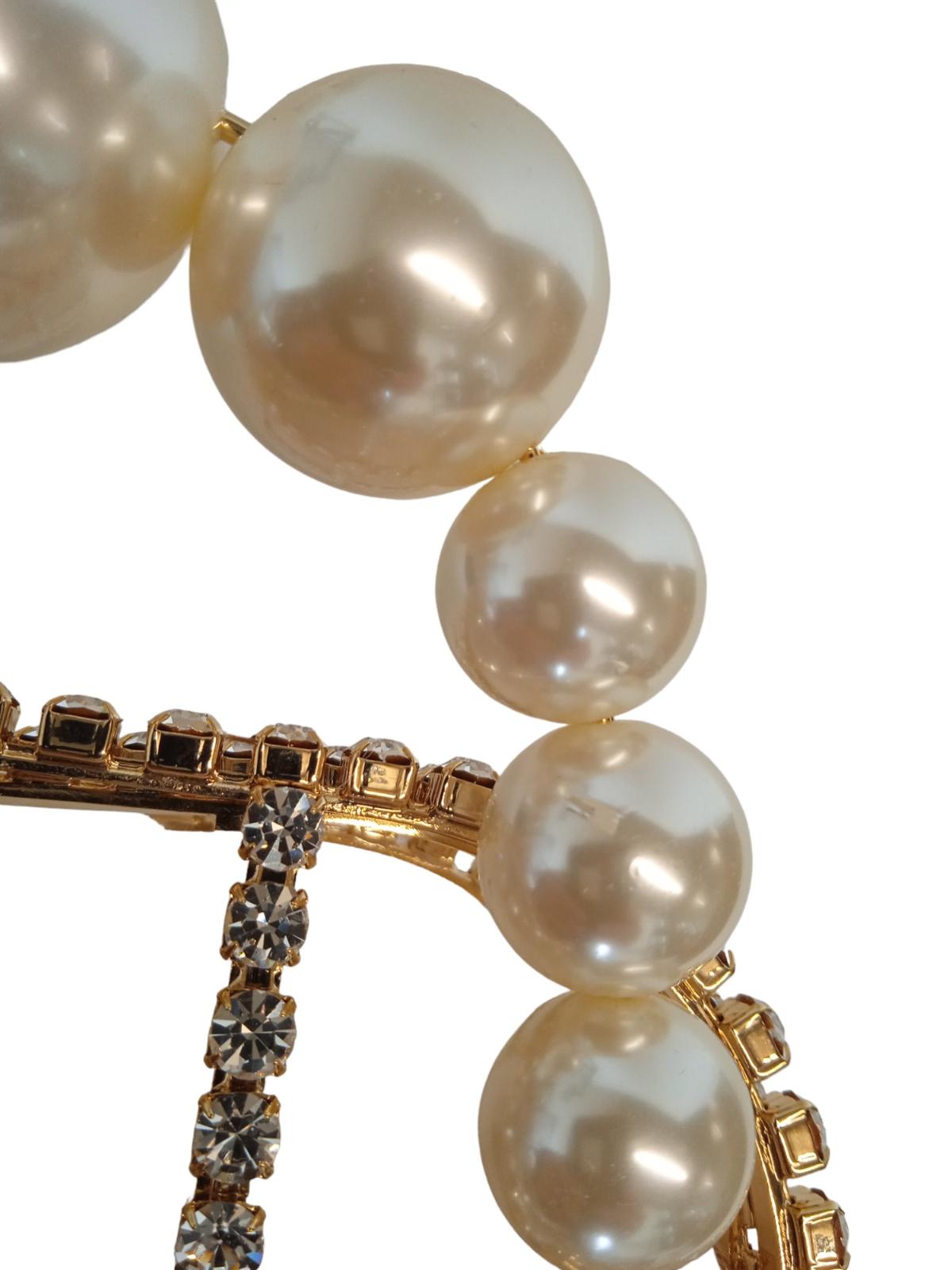 ROSANTICA Holli Crystal & Faux Pearl Bag Top Handle White/Gold OS NEW RRP820