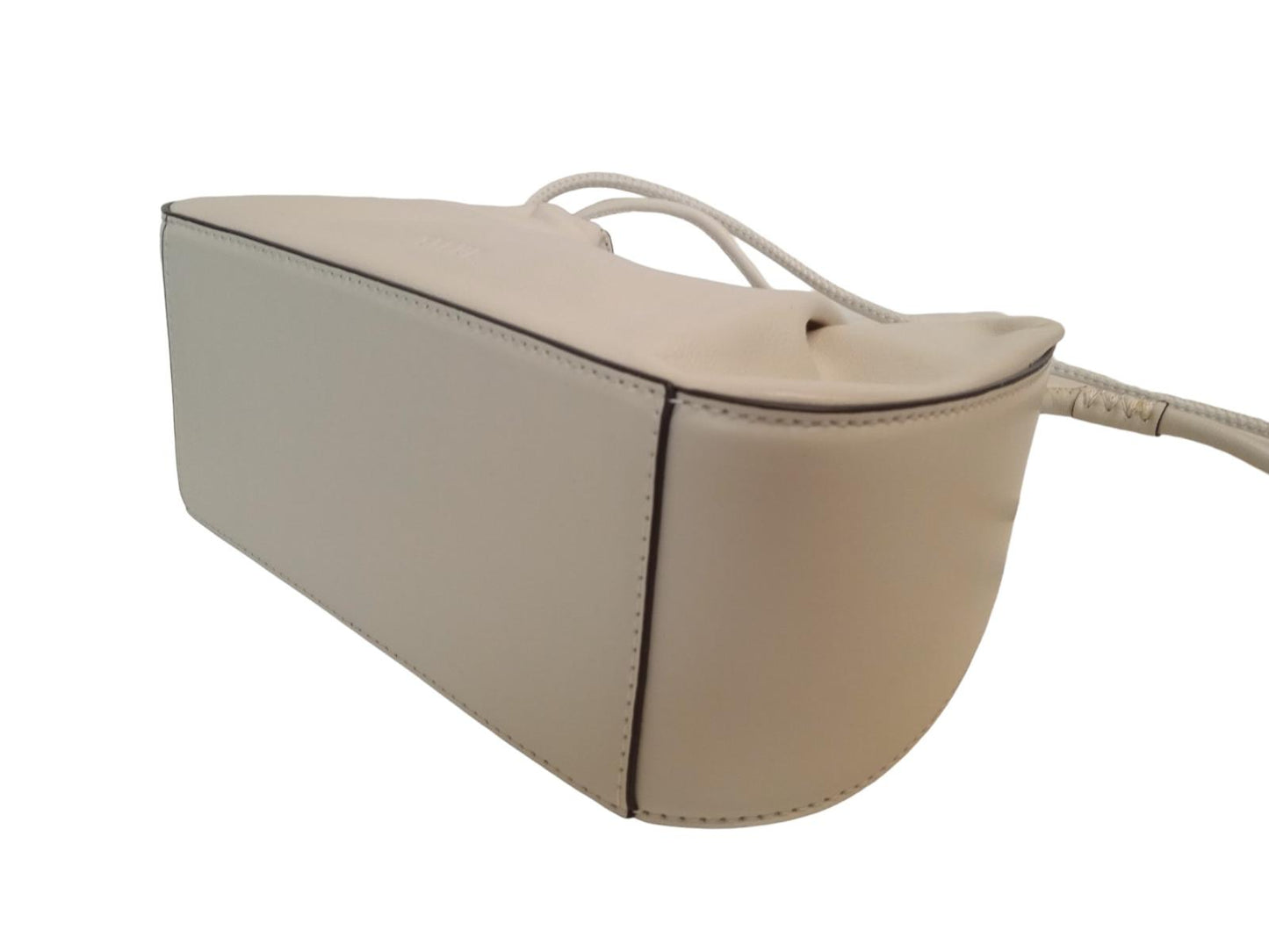 STAUD Kiki Shoulder Bag Ruched Leather Magnetic Snap Cream OS NEW RRP255