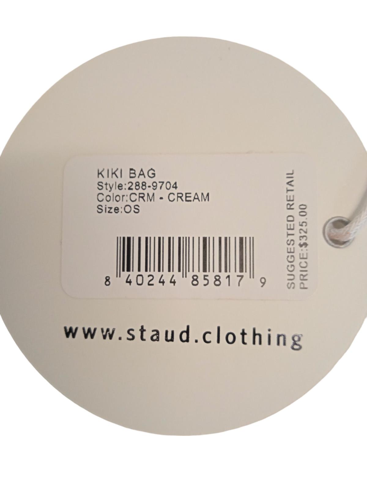 STAUD Kiki Shoulder Bag Ruched Leather Magnetic Snap Cream OS NEW RRP255