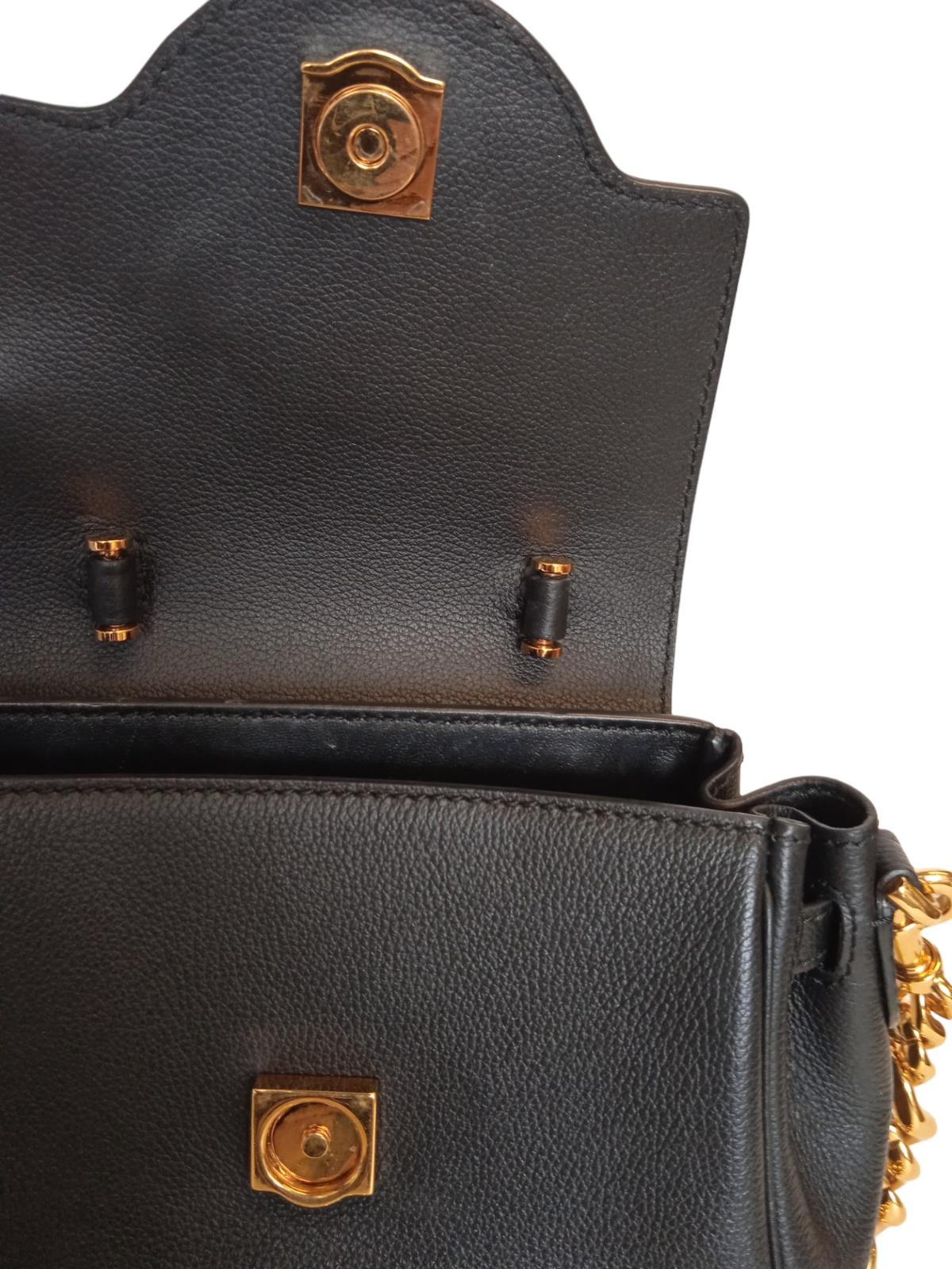 VERSACE Medusa Bag Leather Small Tote Chain Strap Black/Gold OS NEW RRP1580