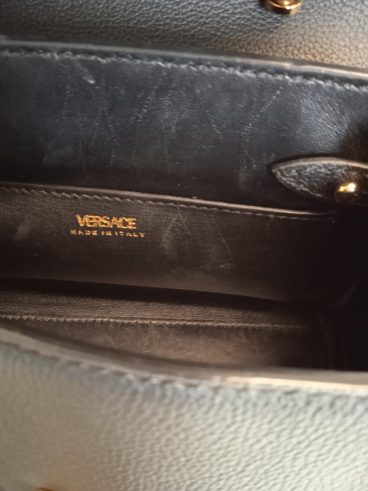 VERSACE Medusa Bag Leather Small Tote Chain Strap Black/Gold OS NEW RRP1580