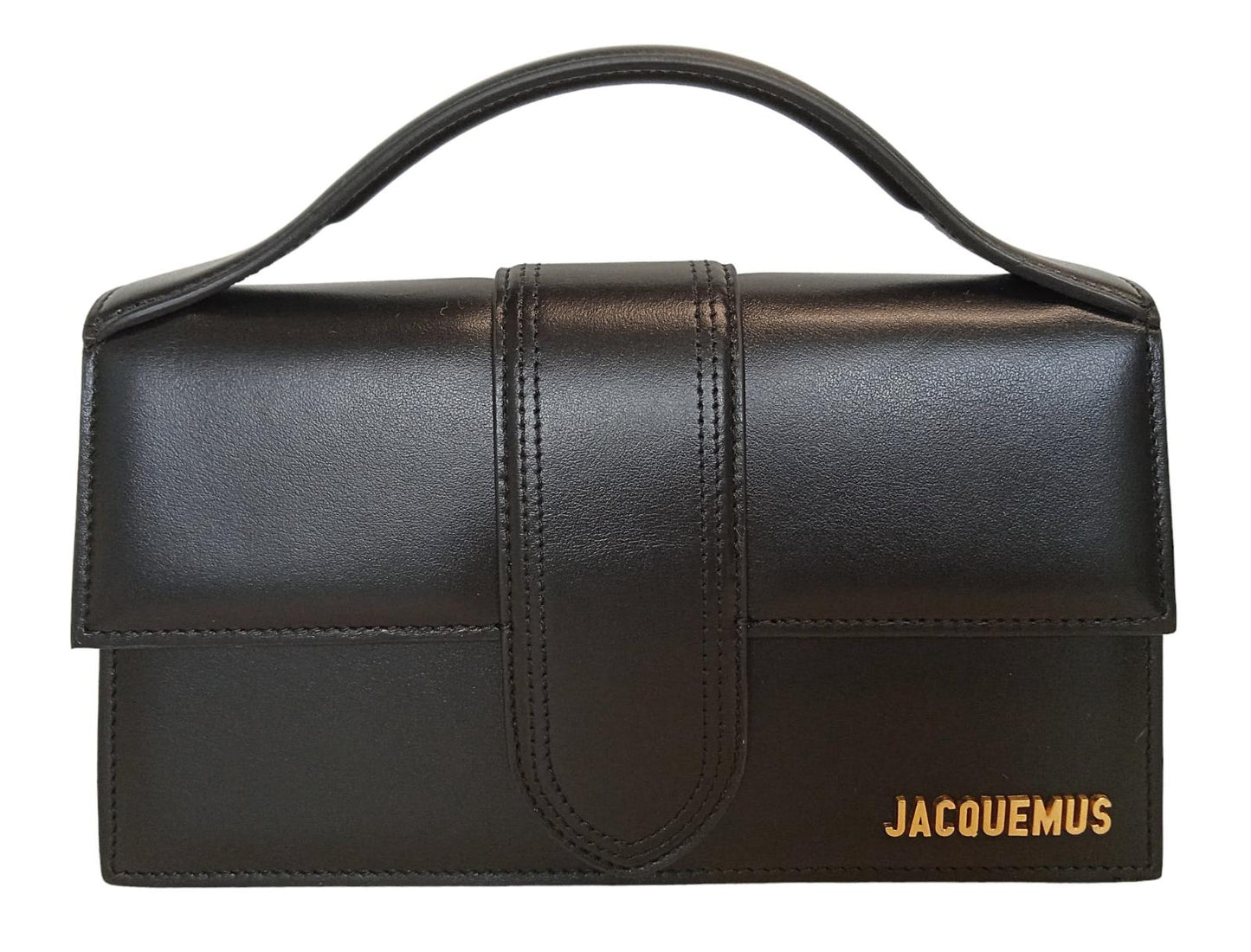 JACQUEMUS Le Grande Bambino Bag Leather Tote Flap Magnetic Black OS NEW RRP775