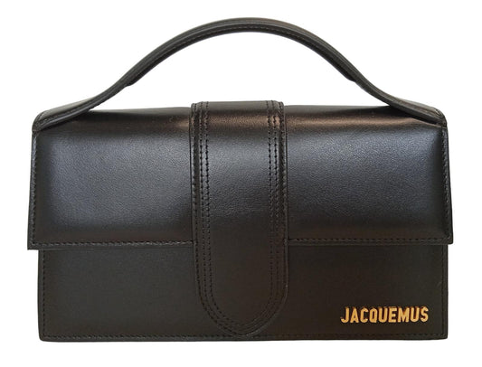 JACQUEMUS Le Grande Bambino Bag Leather Tote Flap Magnetic Black OS NEW RRP775
