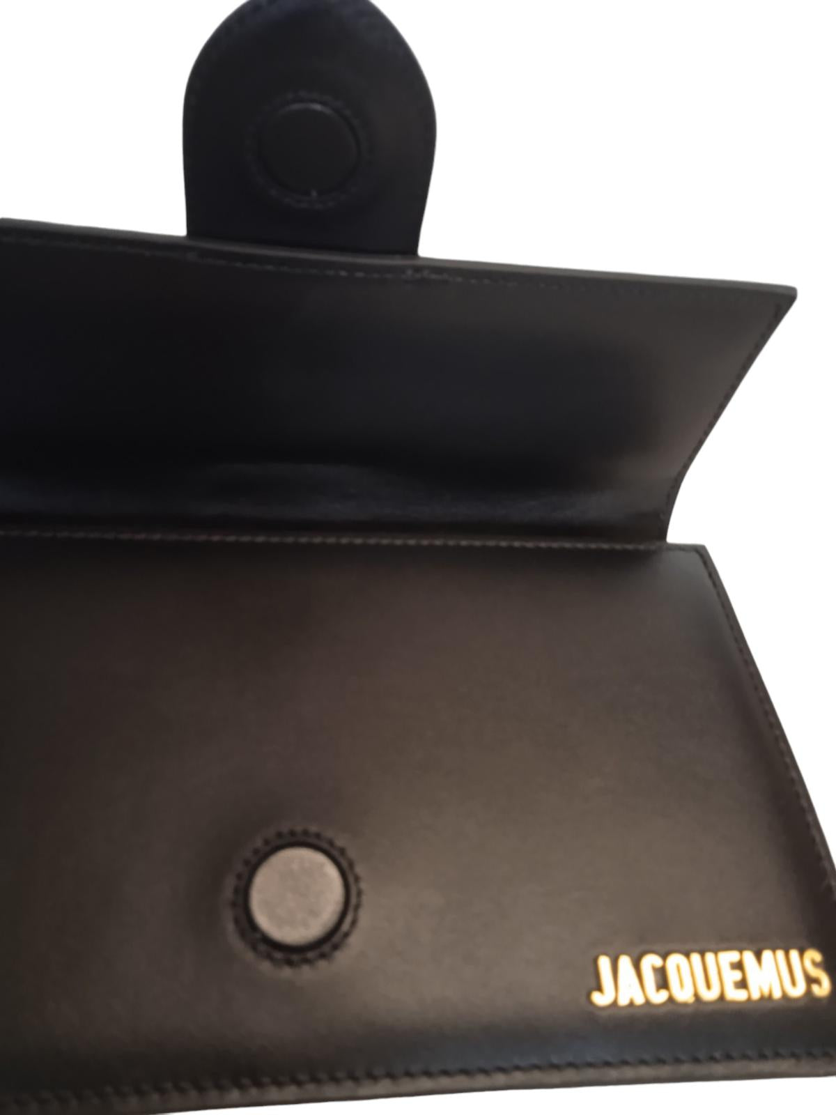 JACQUEMUS Le Grande Bambino Bag Leather Tote Flap Magnetic Black OS NEW RRP775
