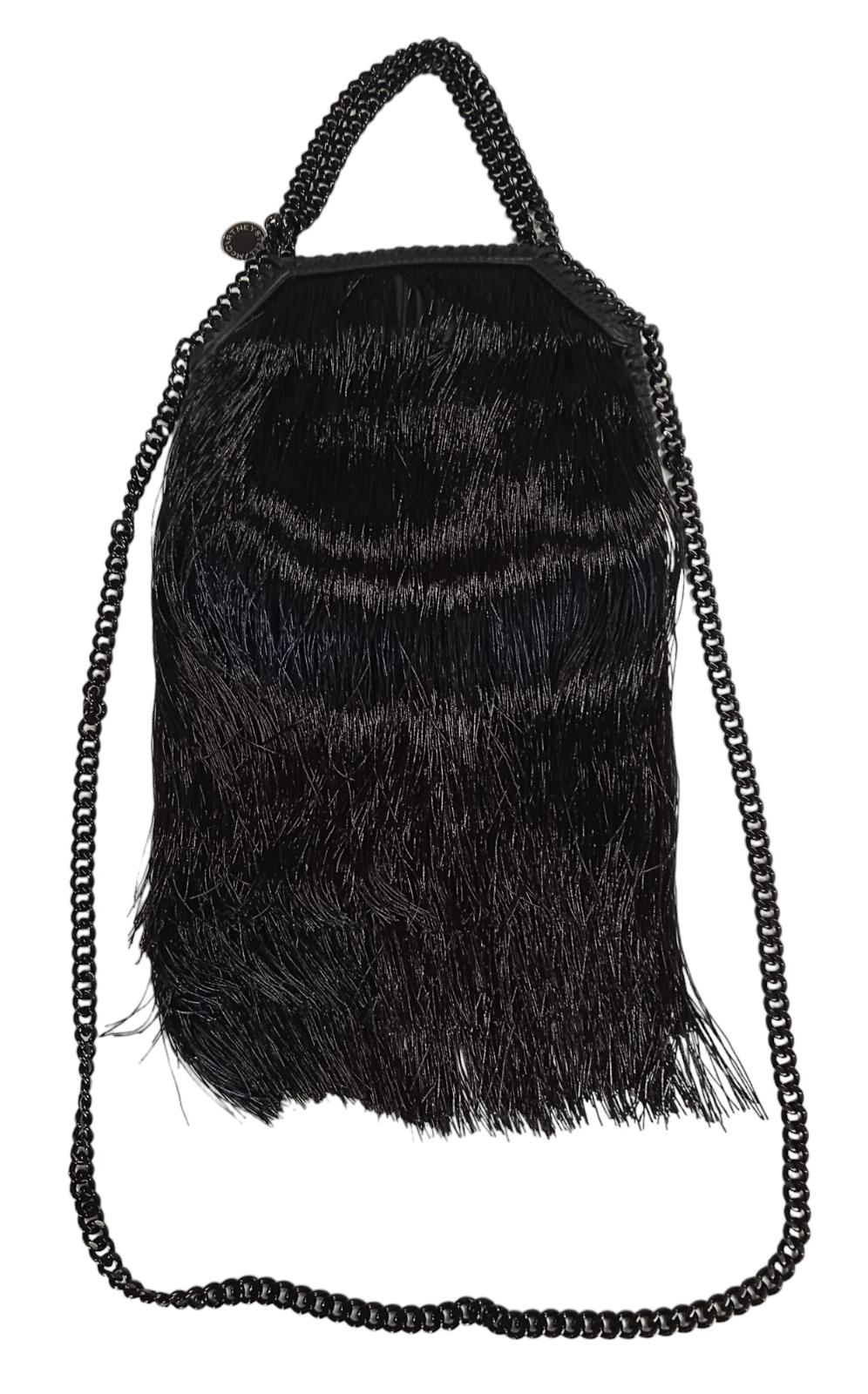 STELLA MCCARTNEY Falabella Mini Fringe Bag Faux Leather Black OS NEW RRP1185